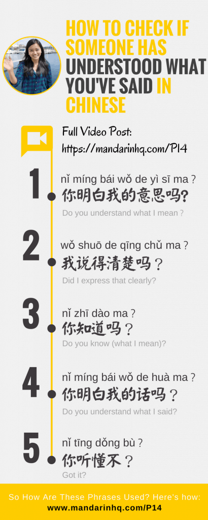 check if someone has understood what you've said in Chinese Infographic 1